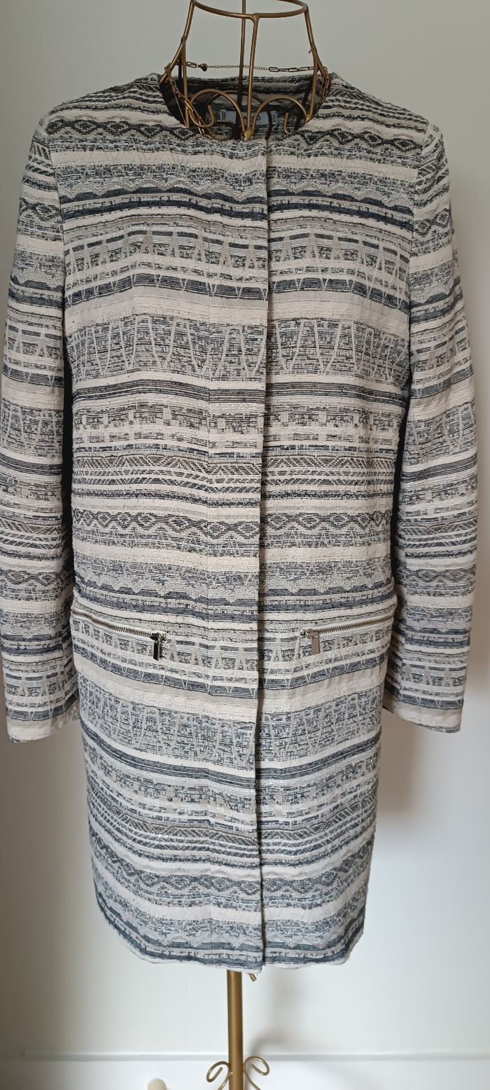 Manteau demi-saison, gris et beige. - photo numéro 3