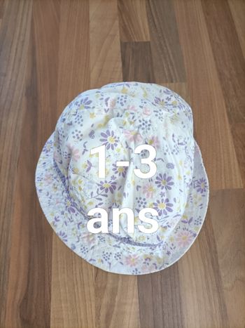 Chapeau bob blanc fleuri violet jaune H&M 1-3 ans