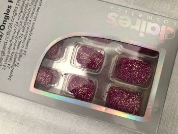 Faux Ongles Perlés Fuschia/Argent (24)
