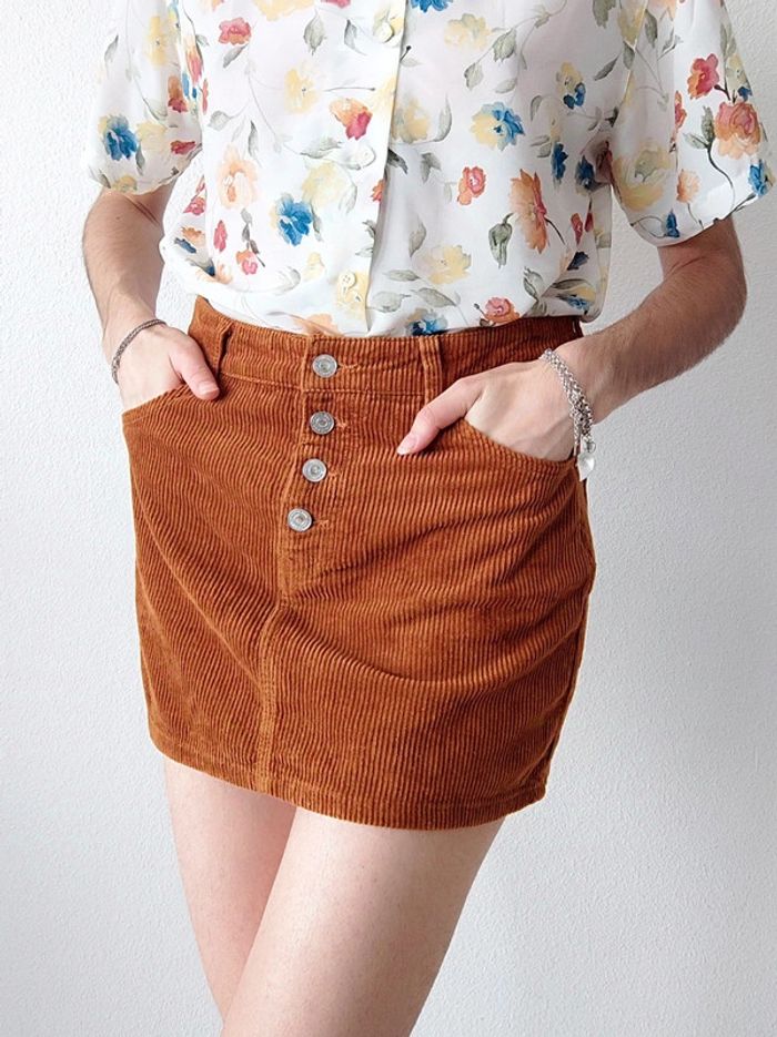 Mini-jupe droite velours côtelé camel / Jennyfer - 38/M