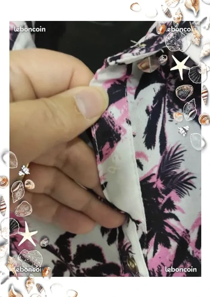 Chemise sans manche avec motif palmier noir rose et blanc taille 16 ans - photo numéro 3