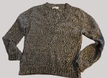 Pull col V noir/beige – T. 38/40