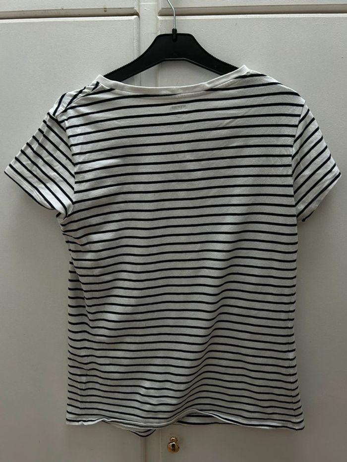 Tee shirt en coton ecoconception- baby love kiabi rayure blanc et bleu marine taille m - photo numéro 4