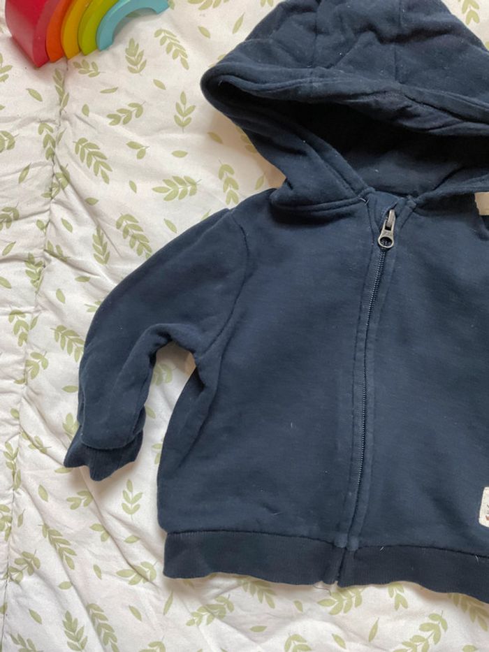 gilet zippé à capuche marine 12 mois kiabi - photo numéro 5
