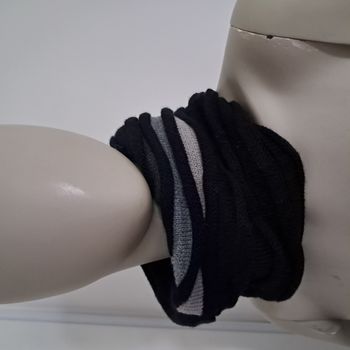 6 Snood tour de cou écharpe tube noir et gris Taille unique