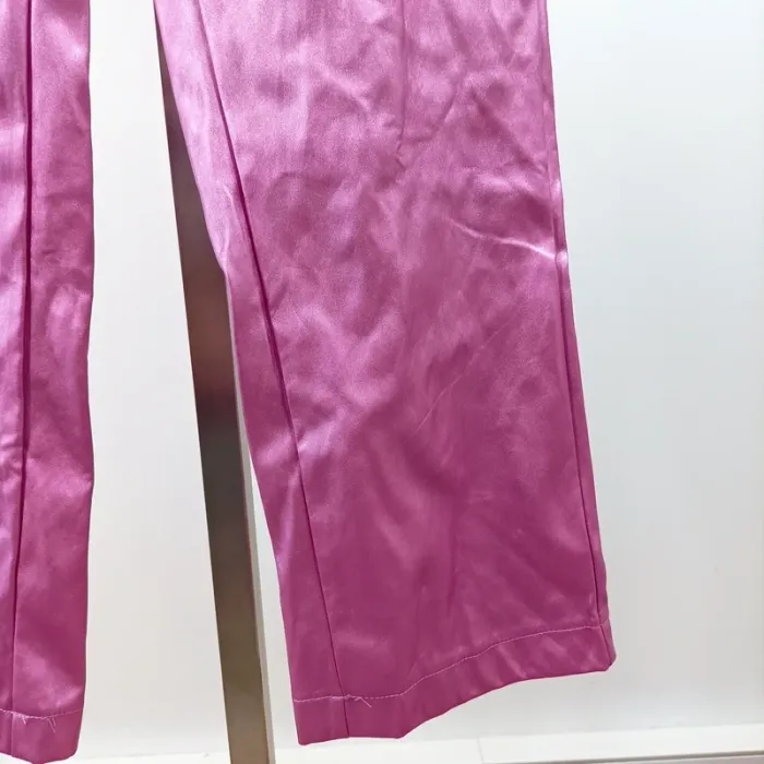 Pantalon satiné rose fuchsia Heartbreak taille 40 coupe droite brillant neuf étiquette A1456 - photo numéro 5
