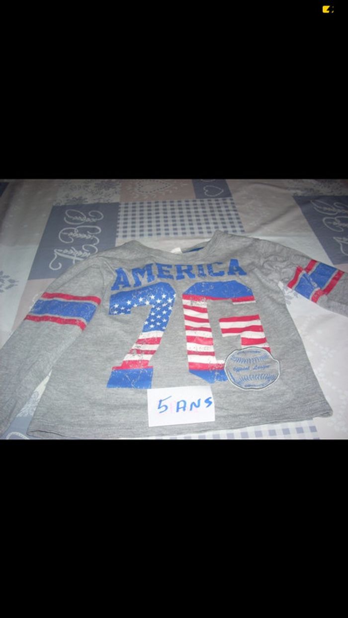 T-shirt manches longues avec drapeau état unis