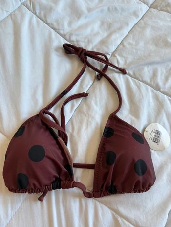 Maillot de bain marron cerise à pois noir coque neuf taille S/36