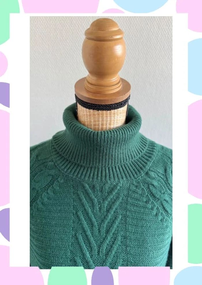 Pull col roulé vert sapin - photo numéro 3