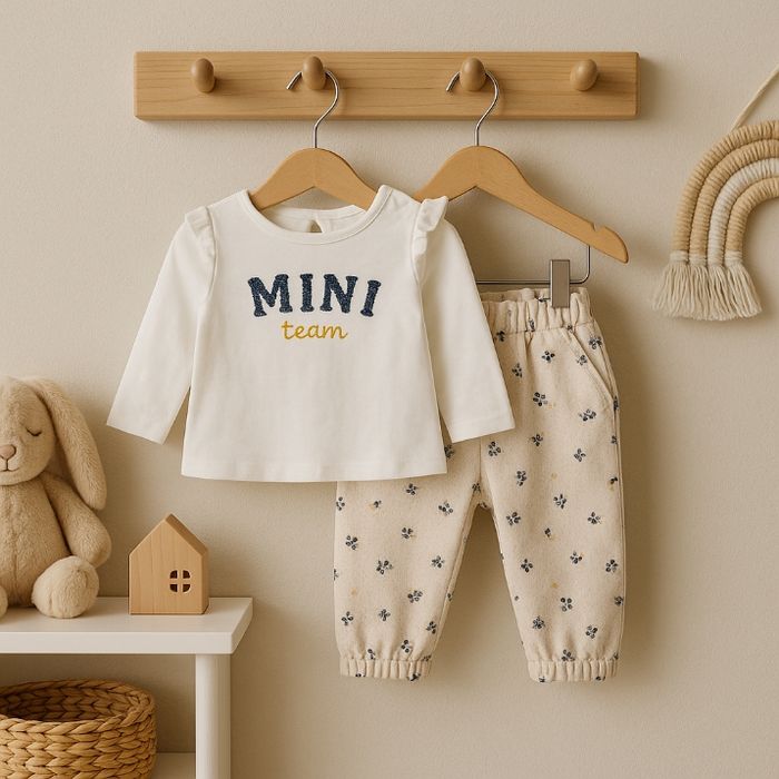 Ensemble bébé "Mini Team" beige – 6 mois Gémo