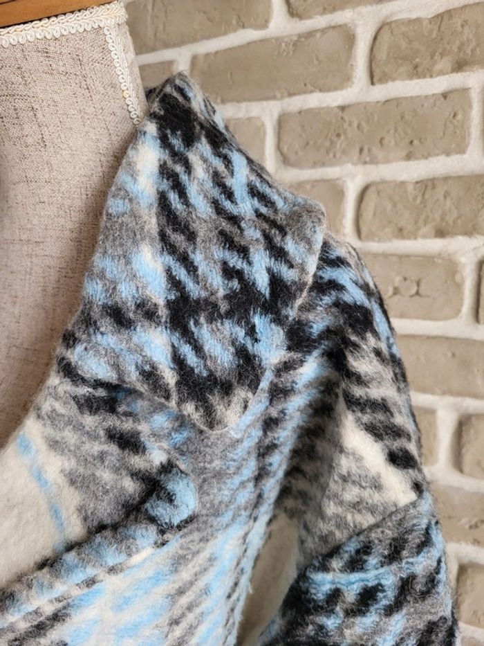 Manteau en laine à carreaux blanc et bleu - Made in Italy - photo numéro 4