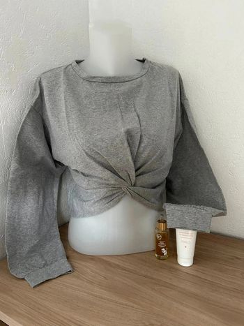 💥 t-shirt gris élégant avec nœud💥