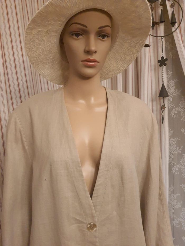 Pardessus beige Anny N 100% lin  fr/ be 46 - photo numéro 7