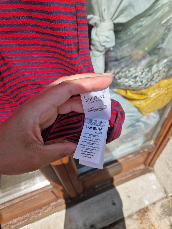 T shirt marinière rouge et bleue logo blanc polo Ralph Lauren taille L. - photo numéro 3