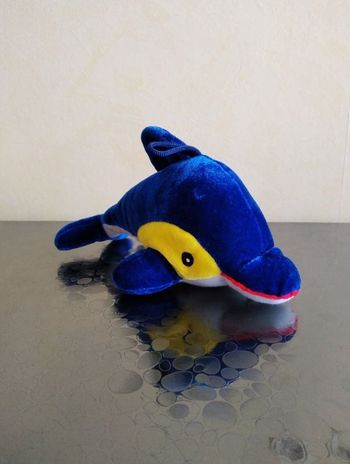 Peluche dauphin bleu et jaune - Eluz