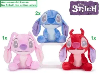 lot Disney Lilo & Stitch Snuggletime Peluche 3 assortis 23cm