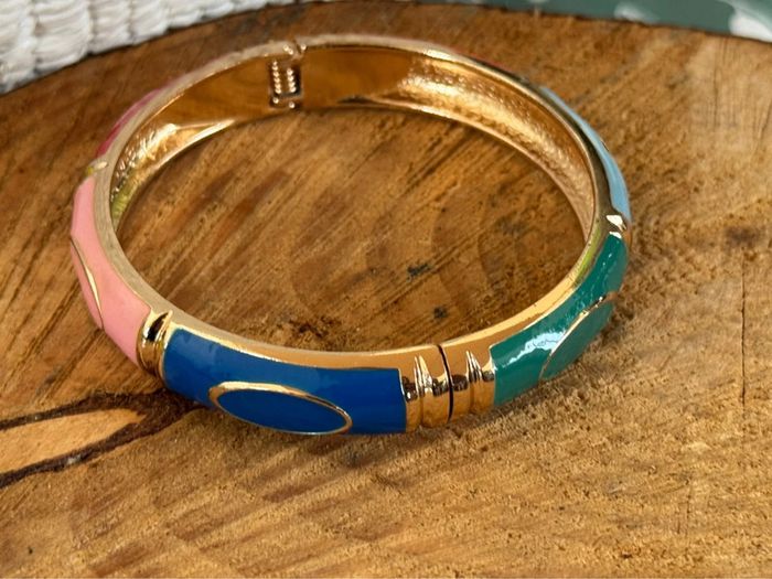 Jonc qui s’ouvre Mile  Mila acier inoxydable or résine multicolore - photo numéro 3