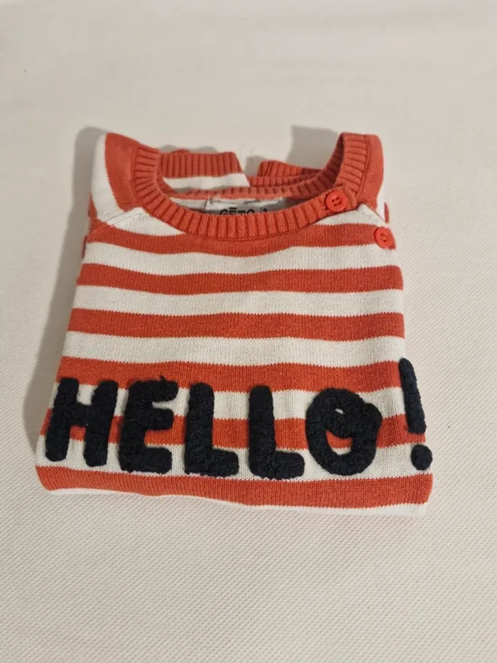 Gémo - 3 ans - Pull rayé hello !