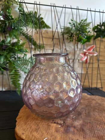 Vase en verre rose - Pot de Fleur - Photophore