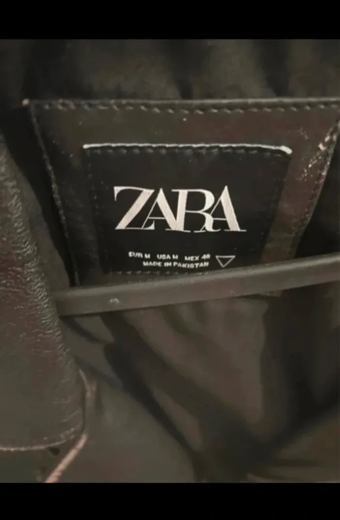 Veste Biker en cuir Homme Zara - photo numéro 6