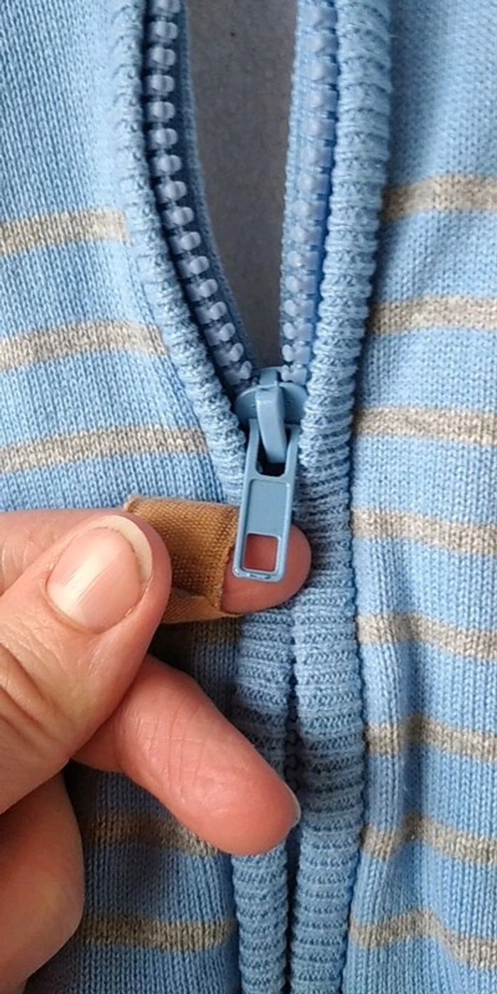 Gilet zippé bleu rayé gris fourré chaud Garçon 3 mois chien Londres Mes petits cailloux - photo numéro 9