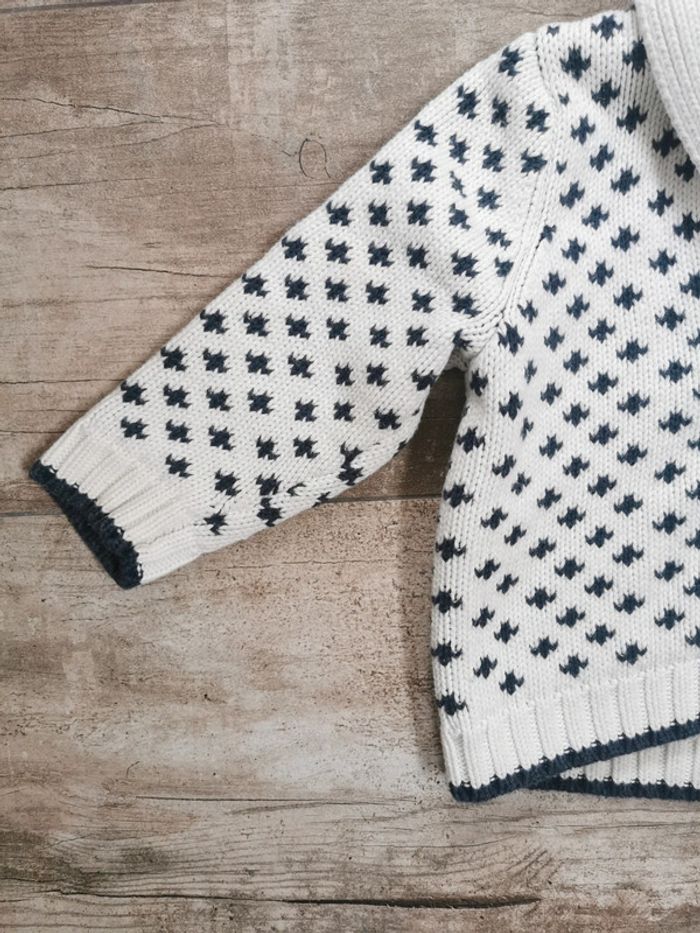🌺Gilet veste Baby Gap 18mois grosse maille bleu marine blanc ecru bébé garçon - photo numéro 5