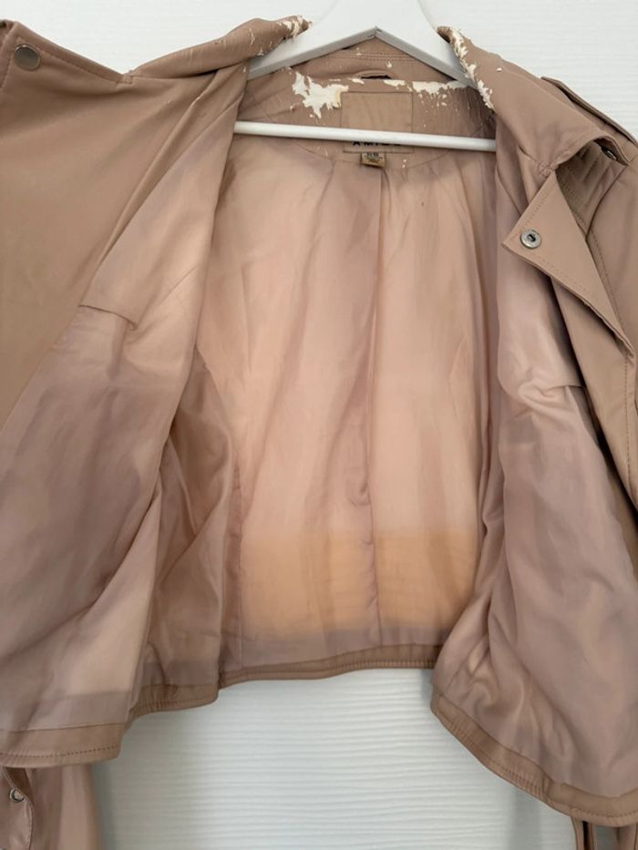 Veste perfecto similicuir rose poudré - photo numéro 7