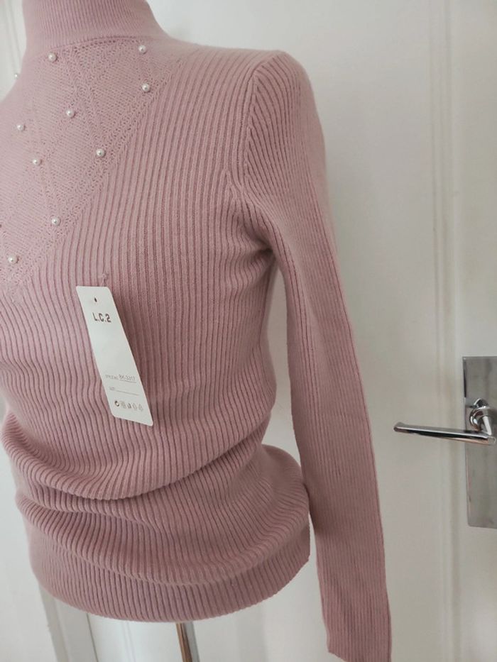 Pull col cheminé rose - photo numéro 2