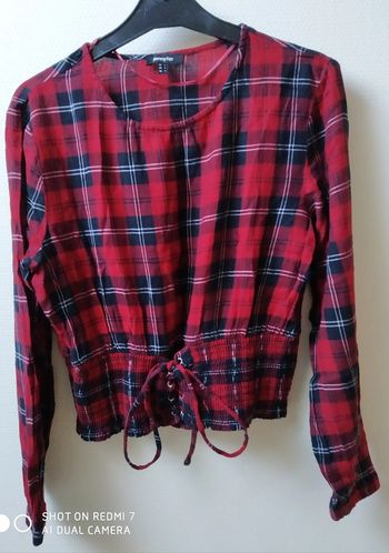 Jennyfer top haut manches longues carreaux L