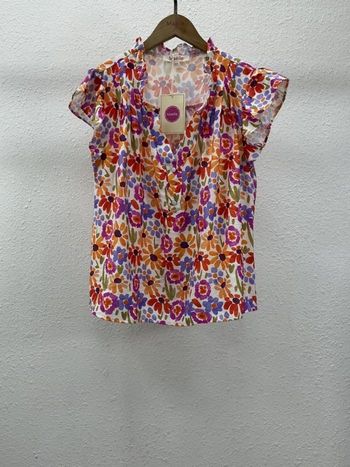 Blouse fleurie multicolore taille 46