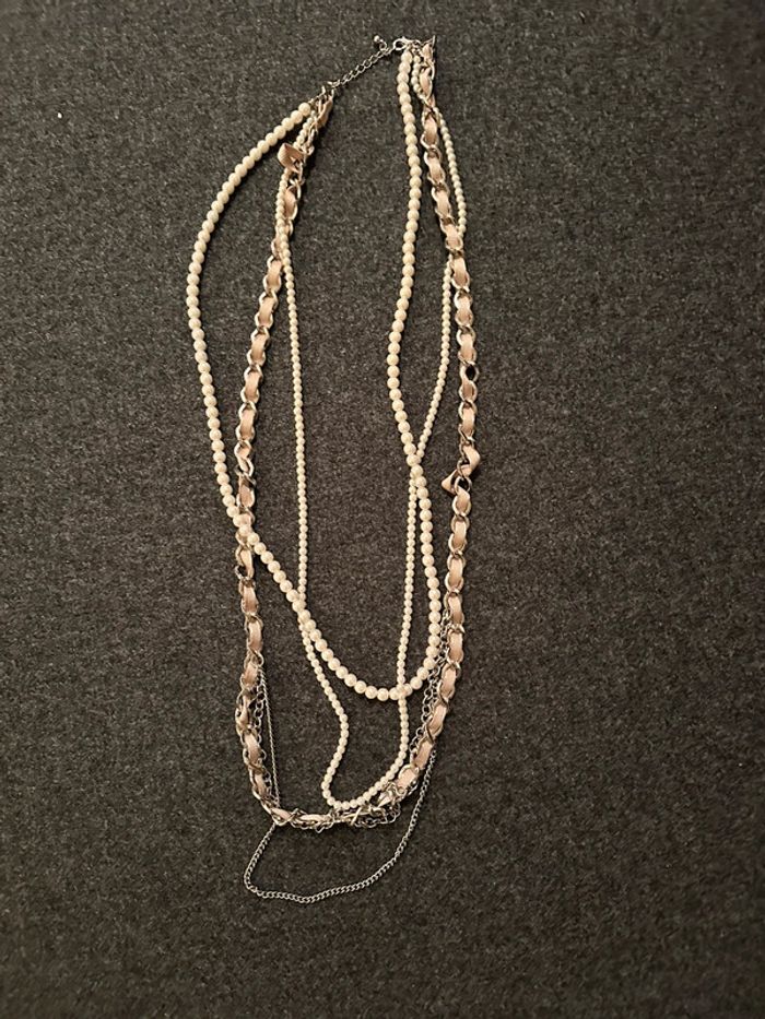 Collier sautoir multi rangs perles et métal - photo numéro 3
