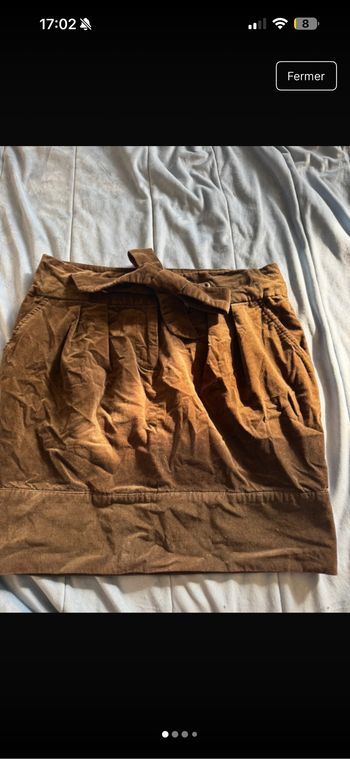 Jupe Morgan taille 40 - velours marron avec ceinture