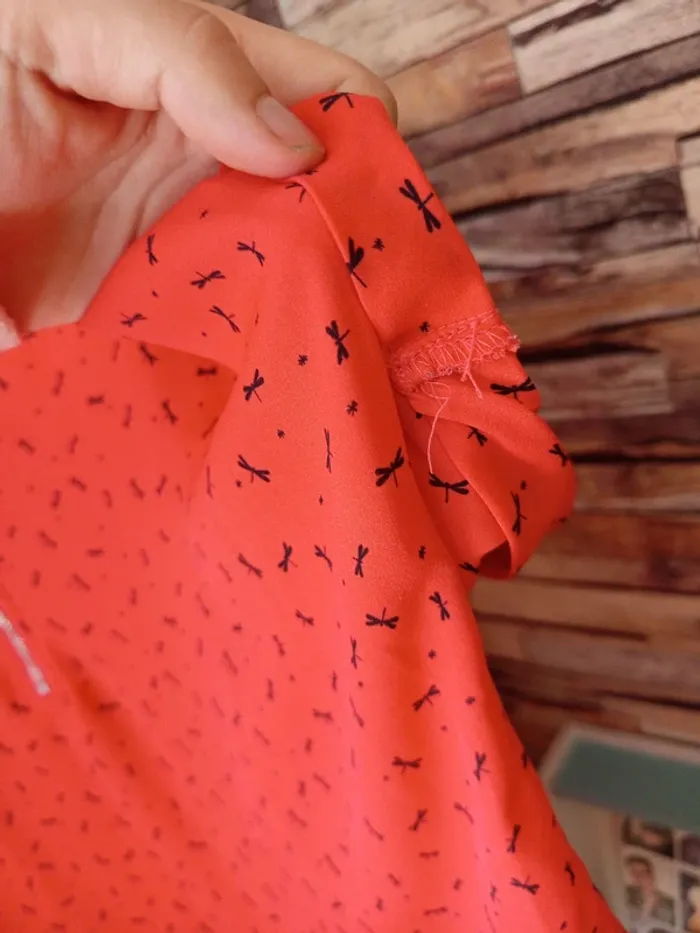 Blouse fluide légère orange motif libellule - photo numéro 4