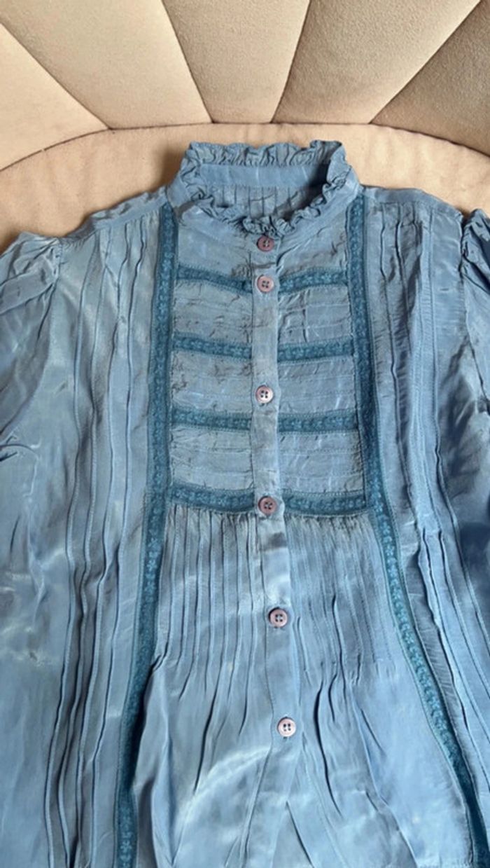 Chemise manches longues et col montant 100% soie 6 ans - Zef - photo numéro 3