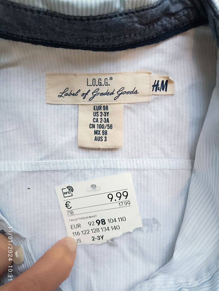Chemise H&M manches longues 2-3 ans neuve - photo numéro 3
