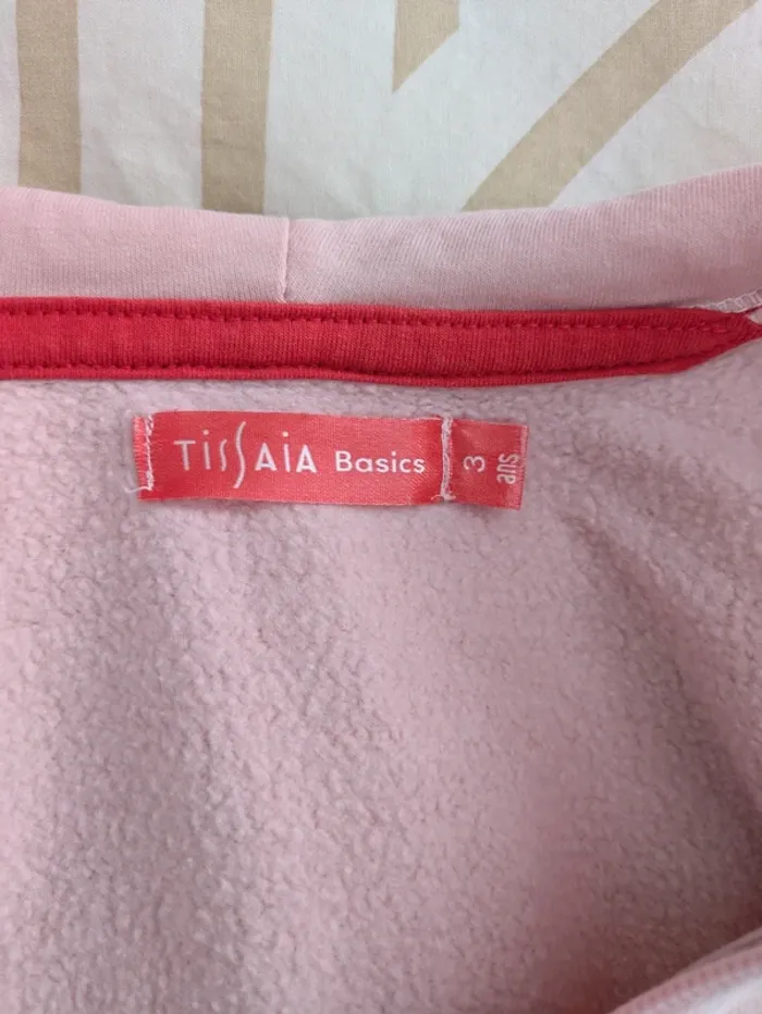 Gilet Zippé à Capuche Rose Tissaia - Taille 3 Ans (Petite Couture Nuque) - photo numéro 3