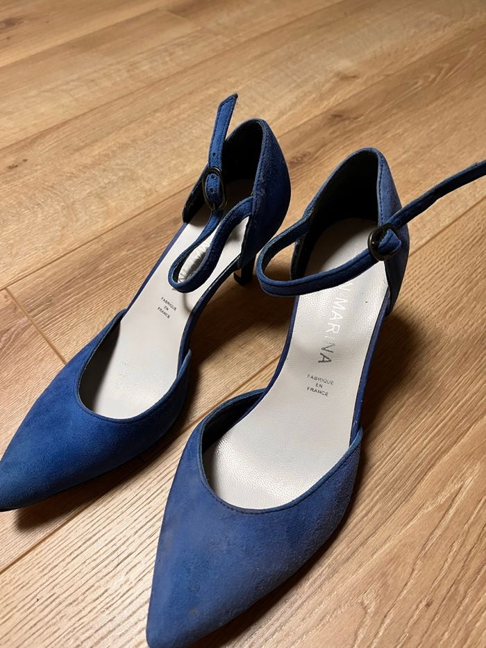 Escarpins bride  bleu - photo numéro 3