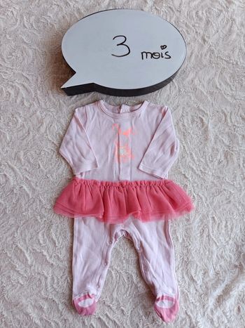 Pyjama grenouillère été léger coton Fille 3 mois Lapin doudou Kimbaloo