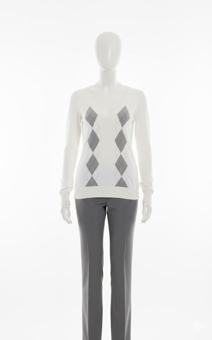 Pull Col V Argyle Élégant - Liesel by Lei