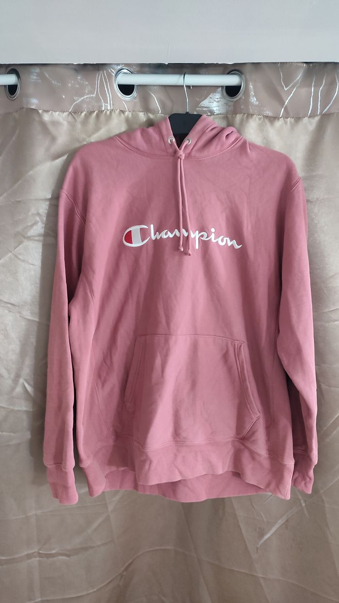 Vêtement vintage de marque Pull sweat à capuche Champion rose L #D84 - photo numéro 5