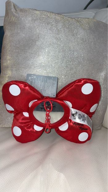 Disney - Porte clé Miroir de sac nœud Minnie Mouse - Neuf avec étiquette - Rouge à pois blancs