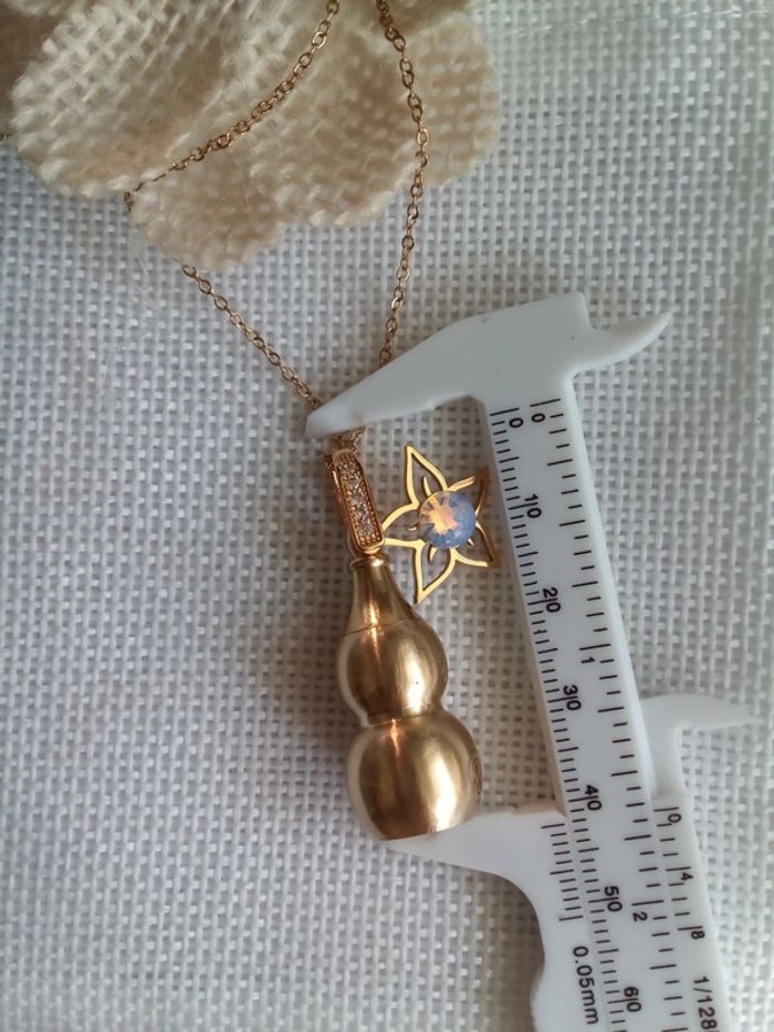 Collier gourde chinoise avec fleur et pierre d'Opale - photo numéro 5