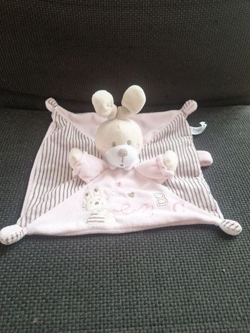 Doudou plat  attache tetine ourson nicotoy
