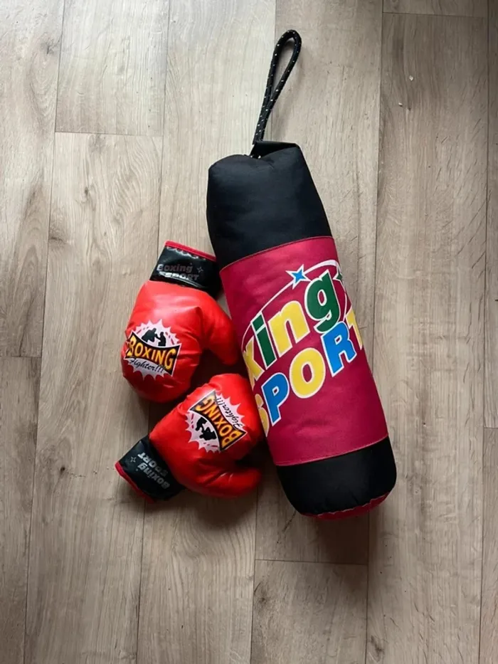 Punching ball boxe rouge avec gants enfants - photo numéro 6