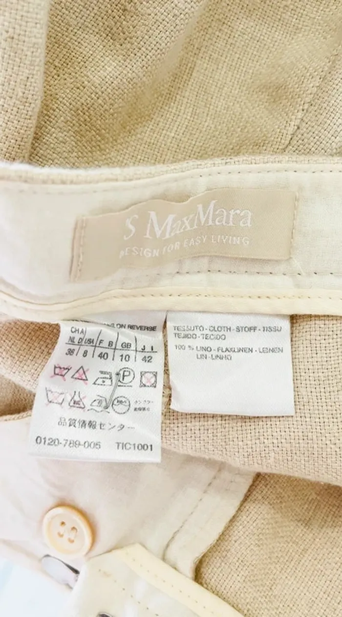 Pantalon beige Max Mara (100% lin) - photo numéro 5