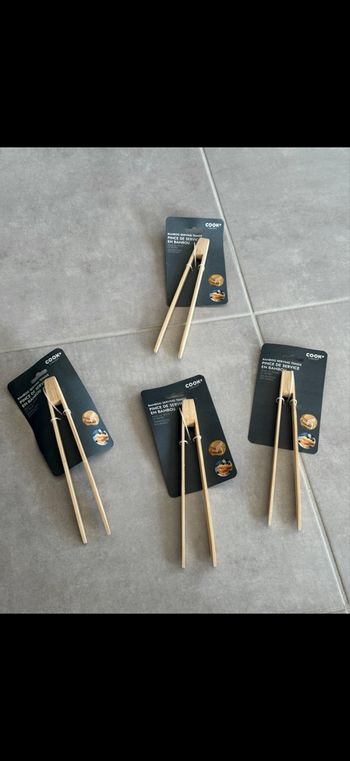 Lot de 4 pinces de service en bambou