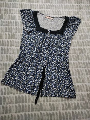 Haut top tunique moucheté bleu Springfield taille s 36