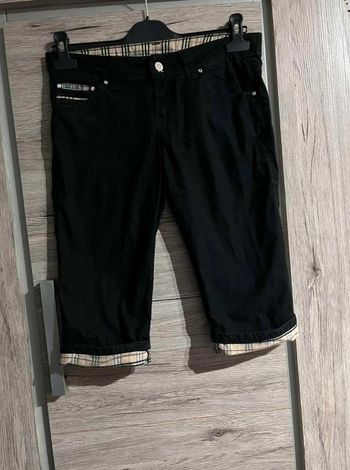 Pantacourt  bermuda  femme  38  noir  stretch  carreaux  tartan check