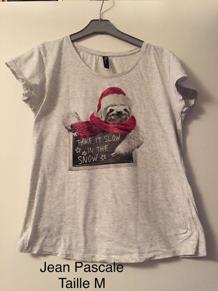 T-shirt gris « take it slow in the snow » Jean Pascale Taille M