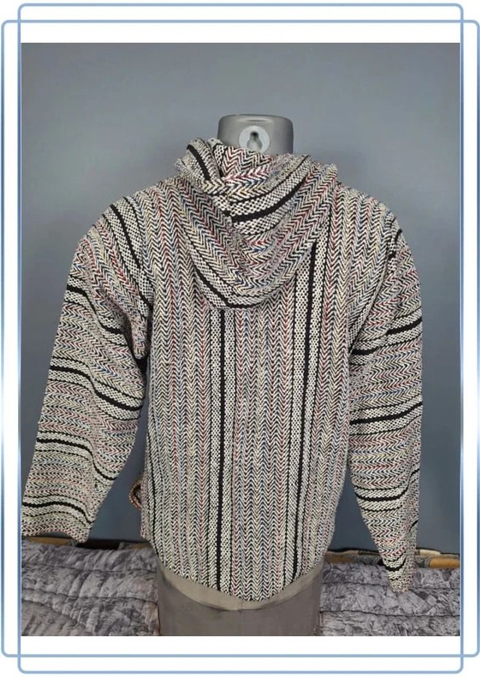 sweat a capuche / Hoodie/baja/poncho mexicain - taille S - homme - multicolore / fait main (287) - photo numéro 5